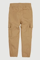 Little Boys Drawstring Waist Cargo Pocket Joggers, Khaki, Size 6