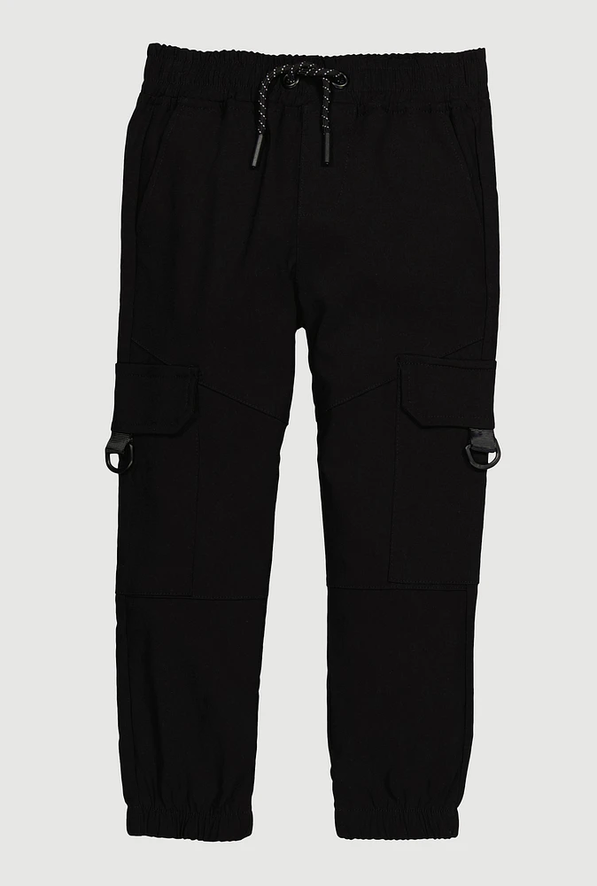 Little Boys D Ring Tab Cargo Joggers, Black,