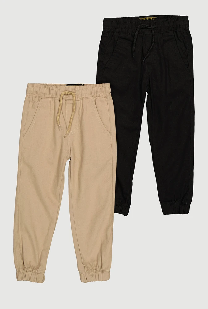 Little Boys Twill Drawstring Joggers 2 Pack, Multi, Size 5