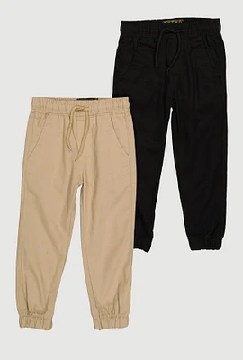 Little Boys Twill Drawstring Joggers 2 Pack, Multi, Size 5