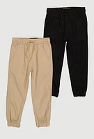 Little Boys Twill Drawstring Joggers 2 Pack, Multi, Size 5
