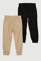 Little Boys Twill Drawstring Joggers 2 Pack, Multi, Size 7