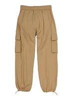 Boys Cargo Pocket Drawstring Hem Joggers, Khaki, Size 10-12