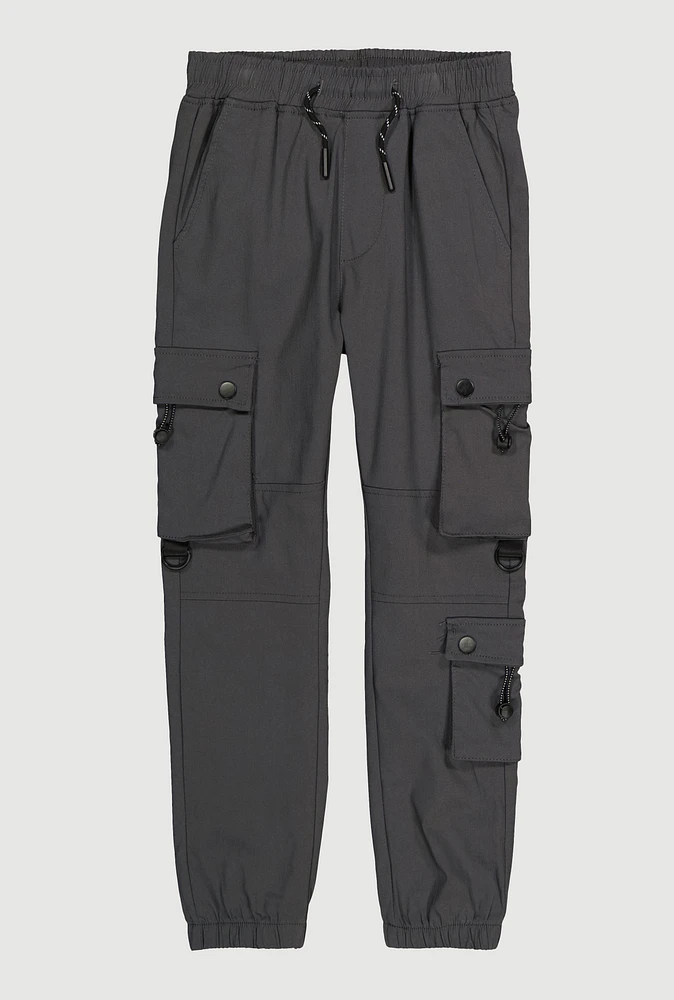 Boys Cargo Pocket Joggers, Grey, Size 14-16
