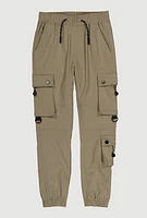 Boys Toggle Drawstring Cargo Pocket Joggers, Khaki, Size 10-12