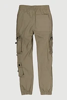 Boys Toggle Drawstring Cargo Pocket Joggers, Khaki, Size 10-12