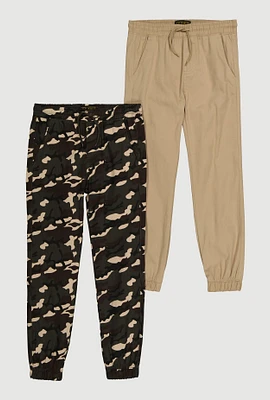 Boys Drawstring Waist Joggers 2 Pack, Multi, Size 10-12