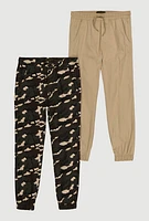 Boys Drawstring Waist Joggers 2 Pack, Multi, Size 10-12