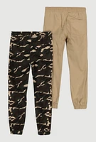 Boys Drawstring Waist Joggers 2 Pack, Multi, Size 10-12