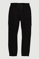 Boys Drawstring Cargo Pocket Joggers, Black, Size 18