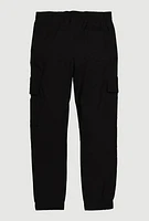 Boys Drawstring Cargo Pocket Joggers, Black, Size 8