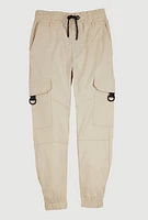 Boys Drawstring D Ring Cargo Joggers, Khaki, Size 14-16