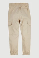 Boys Drawstring D Ring Cargo Joggers, Khaki, Size 14-16