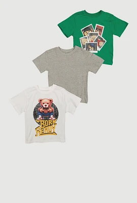 Little Boys Born Ready Graphic Tees 3 Pack, Multi, Size 7