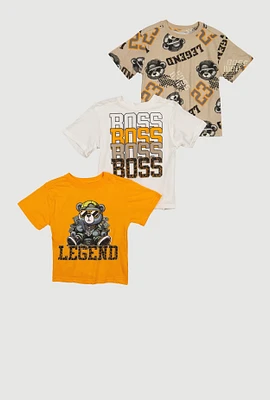 Little Boys Legend Graphic Tees 3 Pack, Multi, Size 4