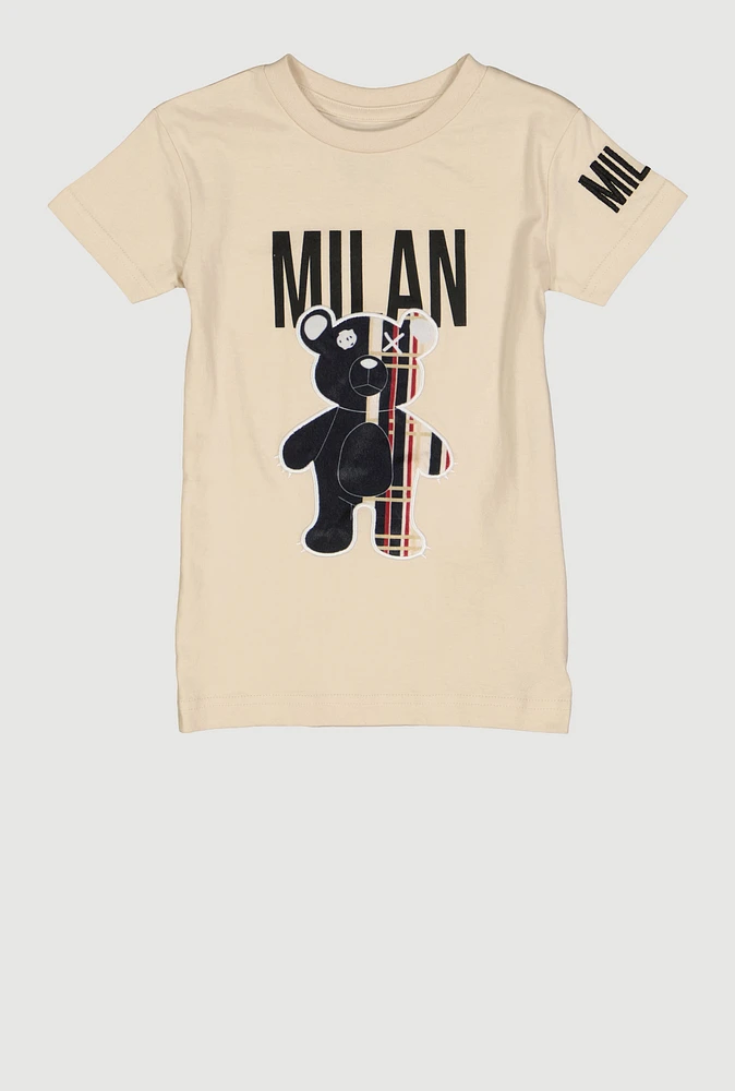 Little Boys Milan Graphic Tee, Beige, Size 4