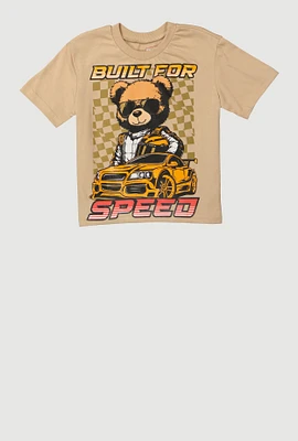 Little Boys Built For Speed Bear Tee,