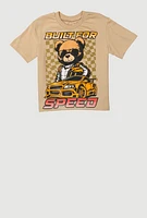 Little Boys Built For Speed Bear Tee,