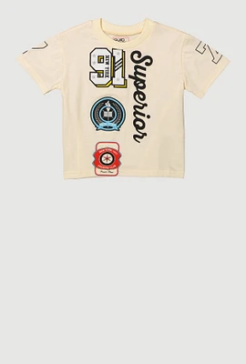 Little Boys Superior Graphic Print Tee, Beige, Size 7