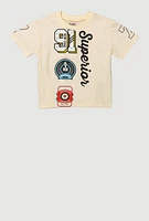 Little Boys Superior Graphic Print Tee, Beige, Size 7