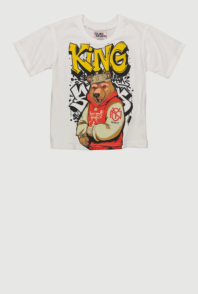 Little Boys King Graffiti Graphic Tee, White, Size 5-6