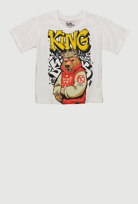 Little Boys King Graffiti Graphic Tee, White, Size 5-6