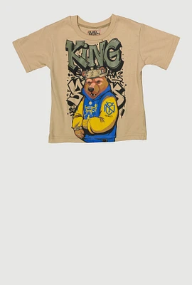Little Boys King Graffiti Graphic Tee, Beige, Size 5-6
