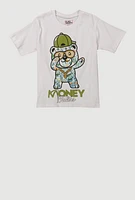 Little Boys Money Talks Bear Graphic Tee, White, Size 5-6