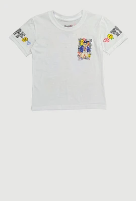 Little Boys Work Hard Teddy Graphic Crew Neck Tee, White, Size 5-6