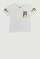 Little Boys Work Hard Teddy Graphic Crew Neck Tee, White, Size 5-6