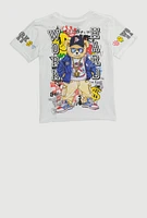Little Boys Work Hard Teddy Graphic Crew Neck Tee, White, Size 5-6