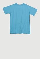 Little Boys Graffiti Bear Patch Graphic Tee, Blue, Size 6