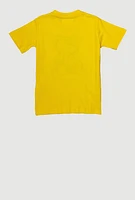 Little Boys Embroidered Graffiti Bear Tee, Yellow, Size 5