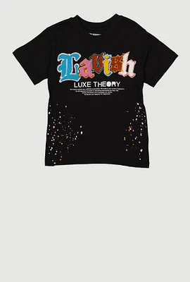 Little Boys Lavish Chenille Patch Graphic Tee, Black, Size 4