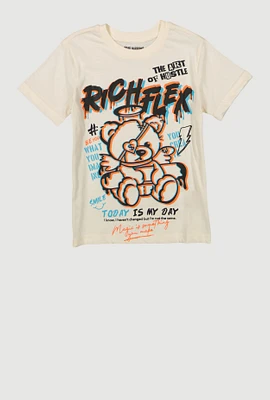 Little Boys Rich Flex Bear Graphic Tee, Beige, Size 4
