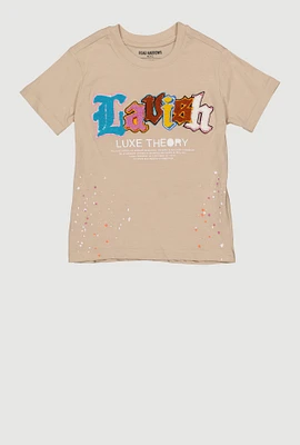 Little Boys Lavish Chenille Graphic Tee, Beige, Size 7