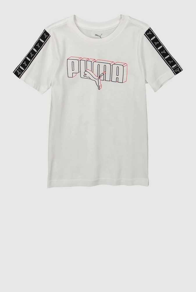 Little Boys Puma Sleeve Graphic Tee, White,