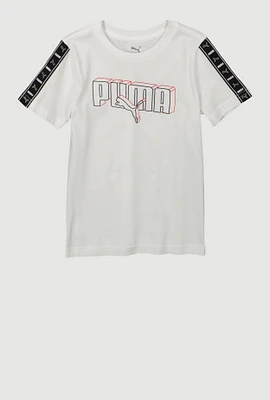 Little Boys Puma Sleeve Graphic Tee, White,
