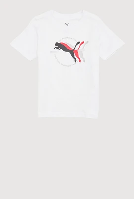 Little Boys Puma Graphic Print Tee, White, Size 4