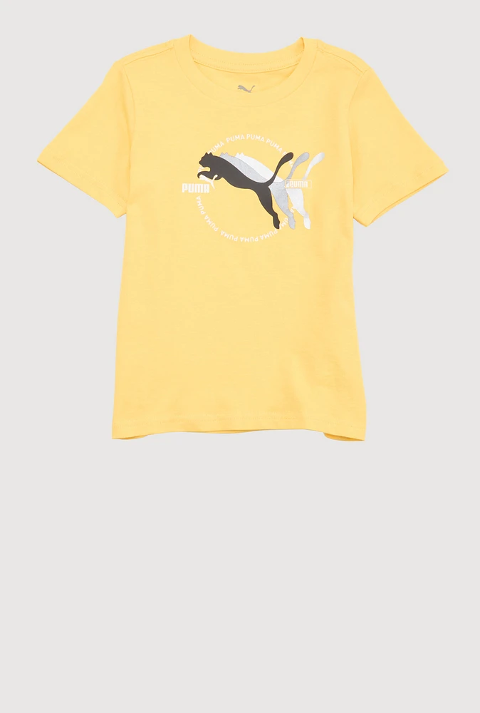 Little Boys Puma Logo Tee, Yellow, Size 6