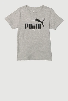 Little Boys Puma Logo Graphic Print Tee, Grey, Size 5