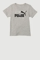 Little Boys Puma Logo Graphic Print Tee, Grey, Size 5