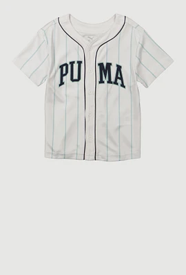 Littlle Boys Puma Striped Baseball Tee, White, Size 7