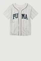 Littlle Boys Puma Striped Baseball Tee, White, Size 7