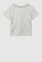 Littlle Boys Puma Striped Baseball Tee, White, Size 7