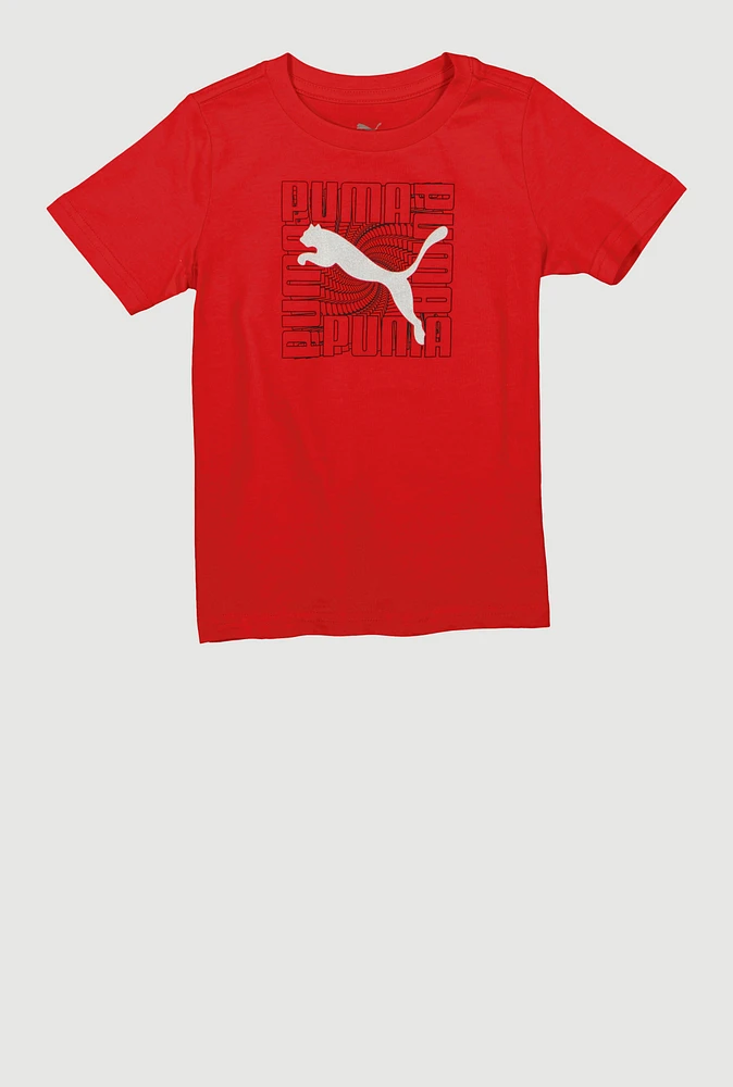Little Boys Puma Spiral Graphic Tee, Red, Size 4