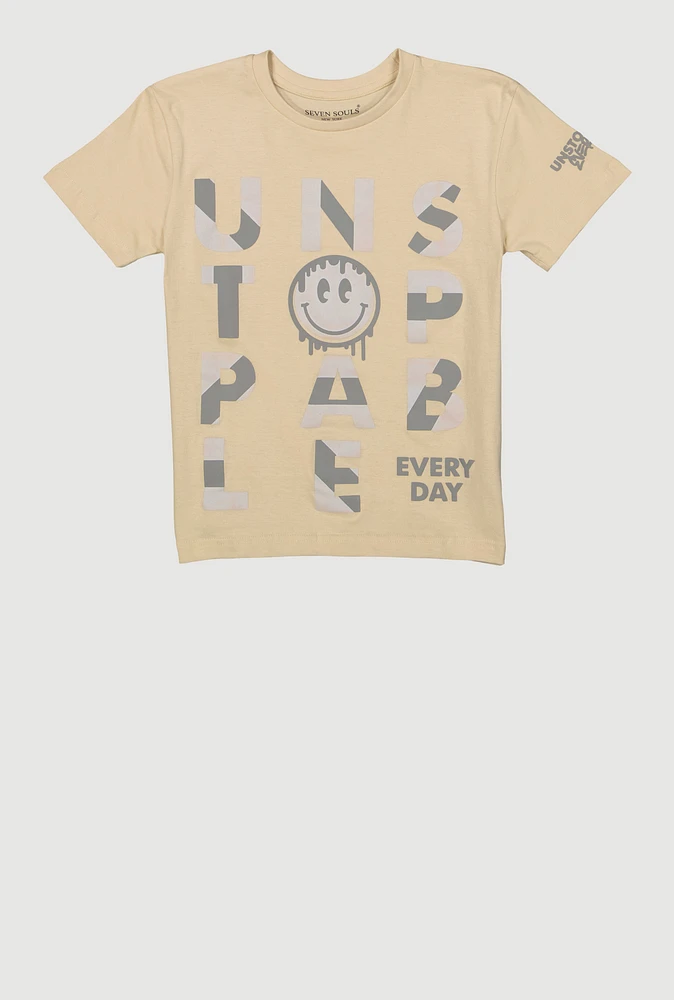 Boys Unstoppable Every Day Graphic Tee, Beige, Size 10-12