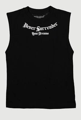 Boys Never Surrender Your Dreams Muscle Tee, Black, Size 18