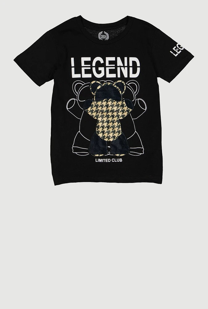 Boys Legend Limited Club Bear Graphic Tee, Black, Size 18