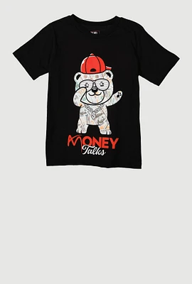 Boys Money Talks Bear Tee, Black, Size 12-14
